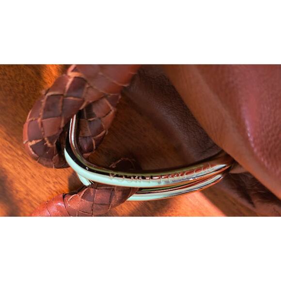 Elliott Lucca Large Soft Leather Bag with Braided Handles, Brown/Gold - Picture 8 of 10